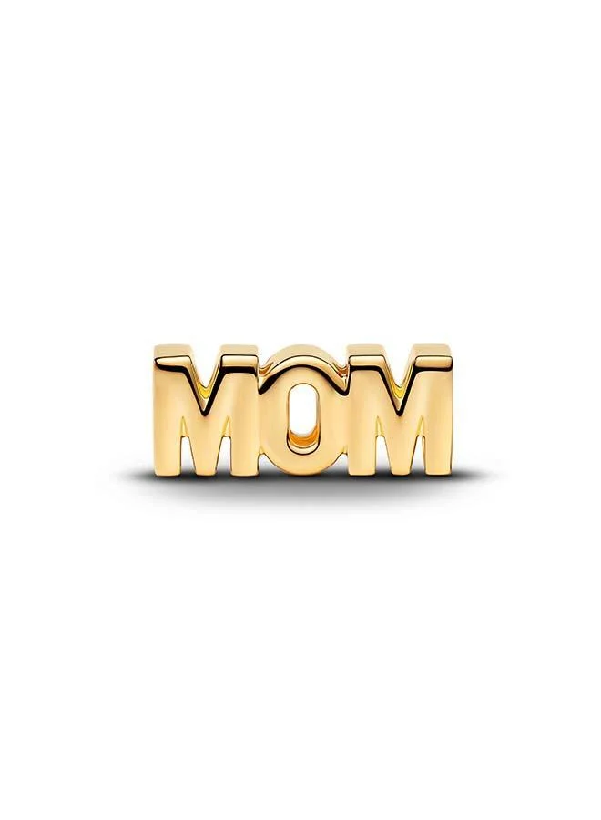 MOM 14k gold-plated charm with clear cubic zirconia